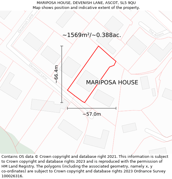 MARIPOSA HOUSE, DEVENISH LANE, ASCOT, SL5 9QU: Plot and title map