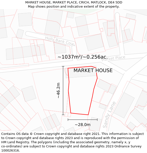 MARKET HOUSE, MARKET PLACE, CRICH, MATLOCK, DE4 5DD: Plot and title map