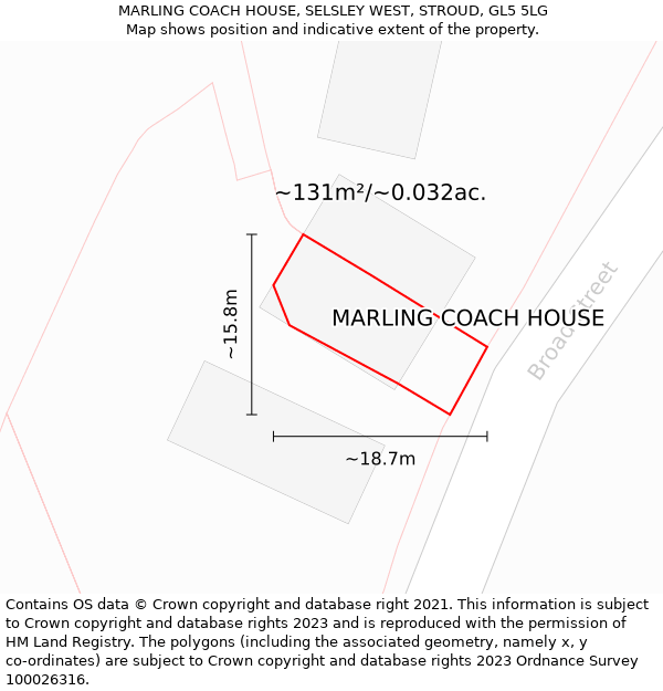 MARLING COACH HOUSE, SELSLEY WEST, STROUD, GL5 5LG: Plot and title map