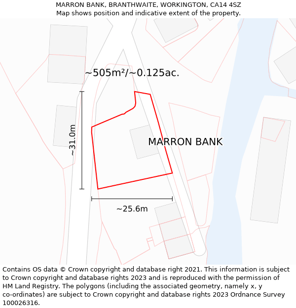 MARRON BANK, BRANTHWAITE, WORKINGTON, CA14 4SZ: Plot and title map