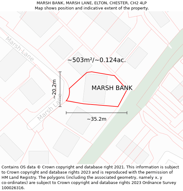 MARSH BANK, MARSH LANE, ELTON, CHESTER, CH2 4LP: Plot and title map