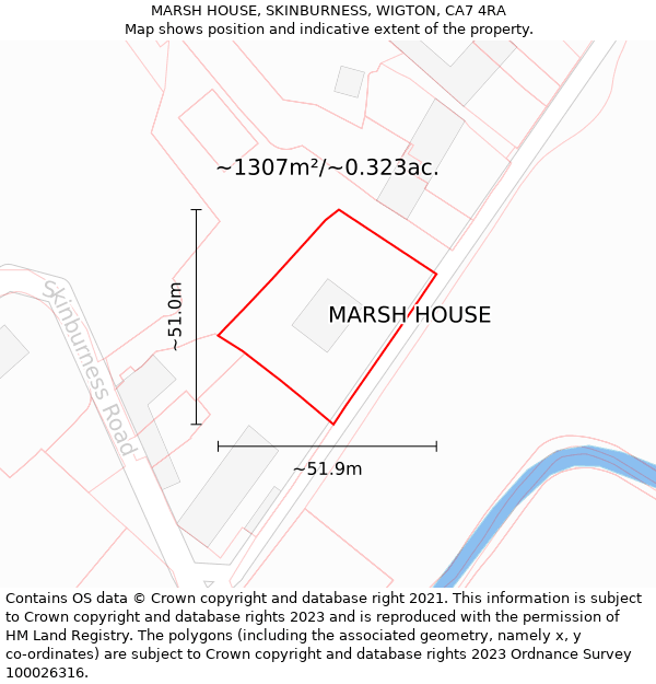 MARSH HOUSE, SKINBURNESS, WIGTON, CA7 4RA: Plot and title map