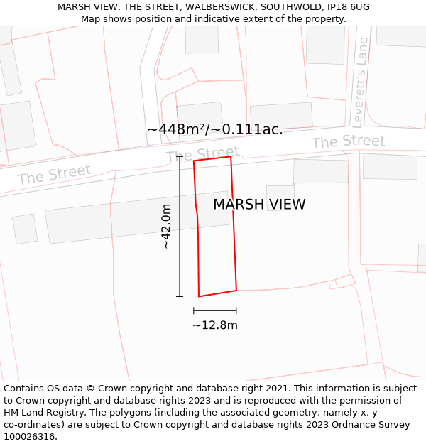 MARSH VIEW, THE STREET, WALBERSWICK, SOUTHWOLD, IP18 6UG: Plot and title map