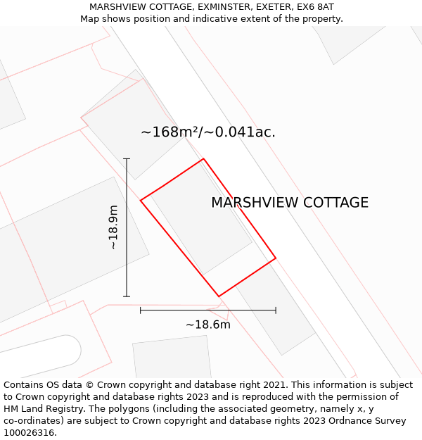 MARSHVIEW COTTAGE, EXMINSTER, EXETER, EX6 8AT: Plot and title map