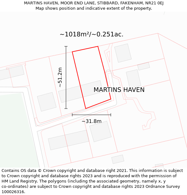 MARTINS HAVEN, MOOR END LANE, STIBBARD, FAKENHAM, NR21 0EJ: Plot and title map