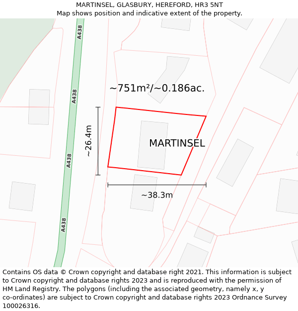 MARTINSEL, GLASBURY, HEREFORD, HR3 5NT: Plot and title map