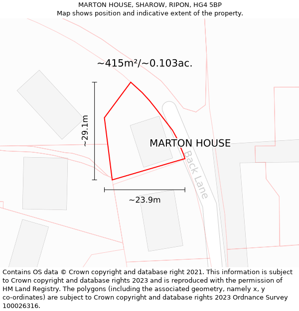 MARTON HOUSE, SHAROW, RIPON, HG4 5BP: Plot and title map