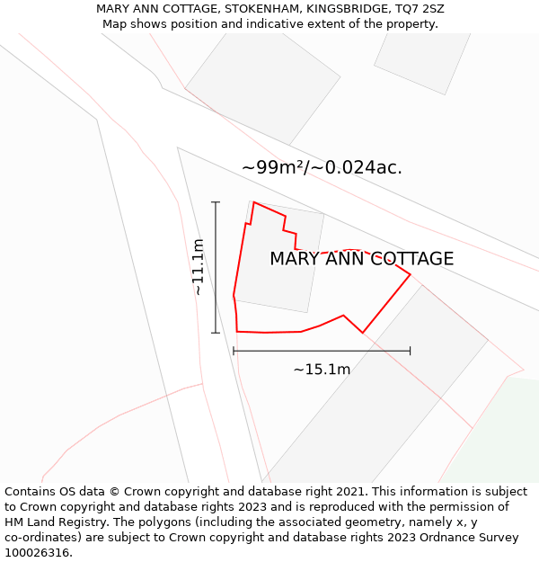 MARY ANN COTTAGE, STOKENHAM, KINGSBRIDGE, TQ7 2SZ: Plot and title map