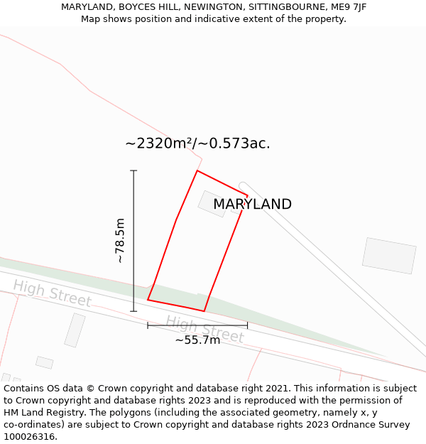 MARYLAND, BOYCES HILL, NEWINGTON, SITTINGBOURNE, ME9 7JF: Plot and title map