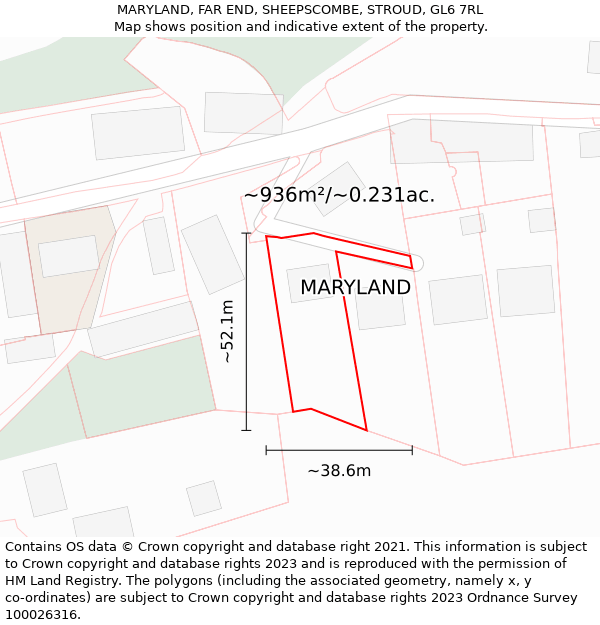 MARYLAND, FAR END, SHEEPSCOMBE, STROUD, GL6 7RL: Plot and title map