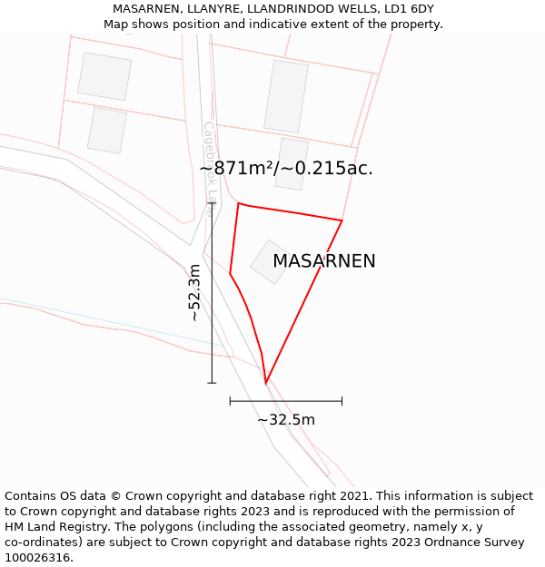 MASARNEN, LLANYRE, LLANDRINDOD WELLS, LD1 6DY: Plot and title map