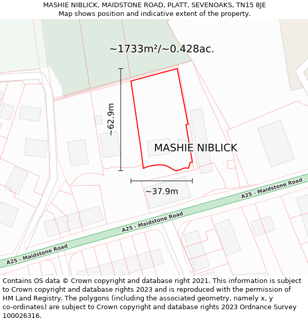 MASHIE NIBLICK, MAIDSTONE ROAD, PLATT, SEVENOAKS, TN15 8JE: Plot and title map