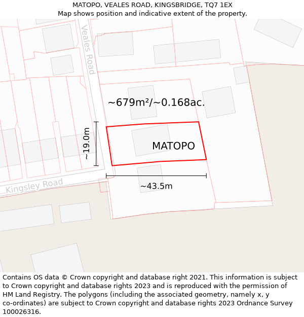MATOPO, VEALES ROAD, KINGSBRIDGE, TQ7 1EX: Plot and title map