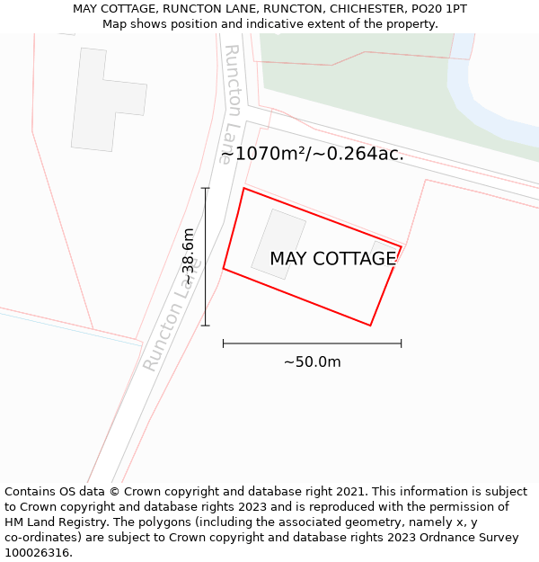 MAY COTTAGE, RUNCTON LANE, RUNCTON, CHICHESTER, PO20 1PT: Plot and title map