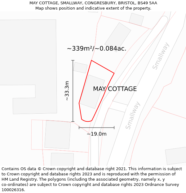 MAY COTTAGE, SMALLWAY, CONGRESBURY, BRISTOL, BS49 5AA: Plot and title map