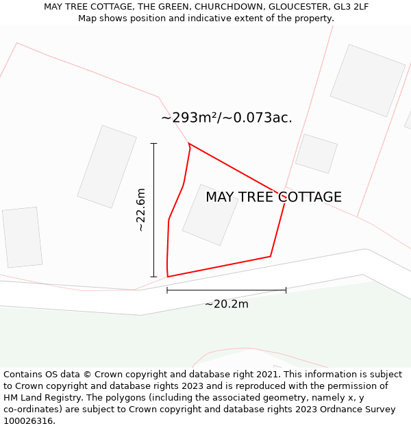 MAY TREE COTTAGE, THE GREEN, CHURCHDOWN, GLOUCESTER, GL3 2LF: Plot and title map