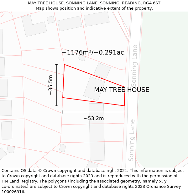 MAY TREE HOUSE, SONNING LANE, SONNING, READING, RG4 6ST: Plot and title map