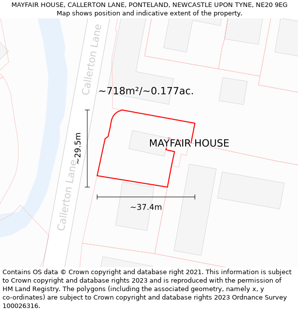 MAYFAIR HOUSE, CALLERTON LANE, PONTELAND, NEWCASTLE UPON TYNE, NE20 9EG: Plot and title map