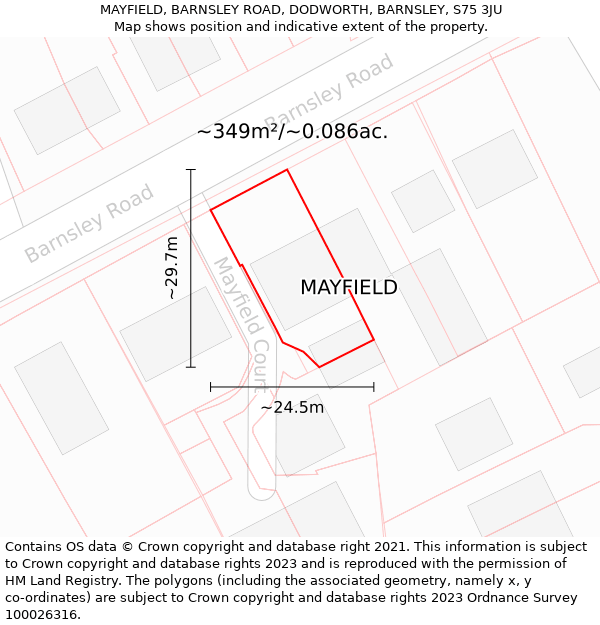 MAYFIELD, BARNSLEY ROAD, DODWORTH, BARNSLEY, S75 3JU: Plot and title map