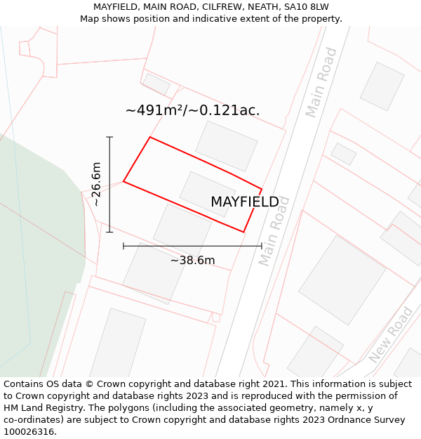 MAYFIELD, MAIN ROAD, CILFREW, NEATH, SA10 8LW: Plot and title map