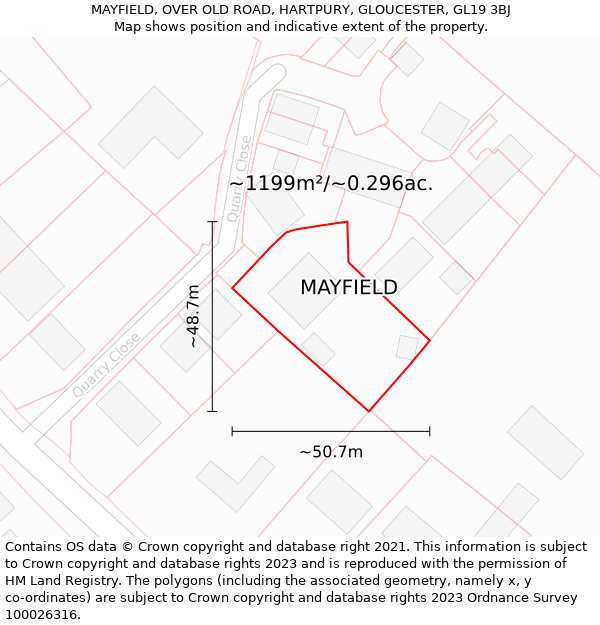 MAYFIELD, OVER OLD ROAD, HARTPURY, GLOUCESTER, GL19 3BJ: Plot and title map