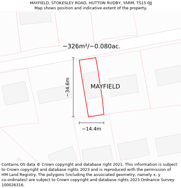 MAYFIELD, STOKESLEY ROAD, HUTTON RUDBY, YARM, TS15 0JJ: Plot and title map