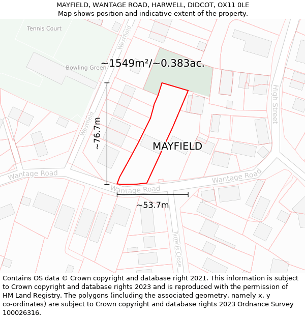 MAYFIELD, WANTAGE ROAD, HARWELL, DIDCOT, OX11 0LE: Plot and title map