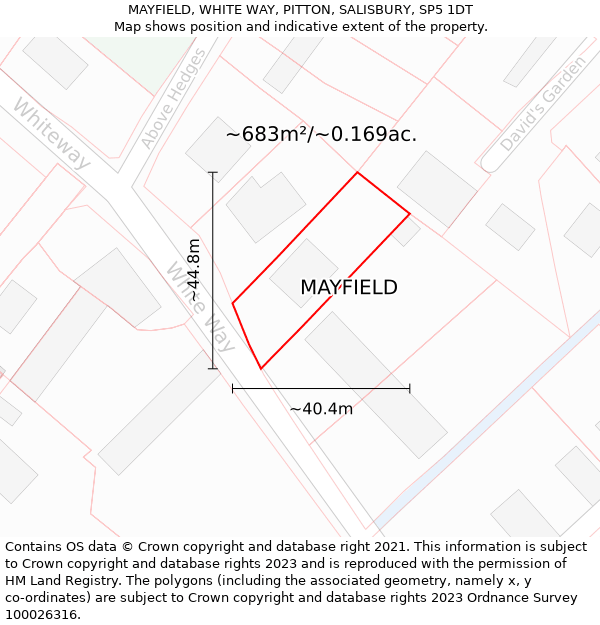 MAYFIELD, WHITE WAY, PITTON, SALISBURY, SP5 1DT: Plot and title map