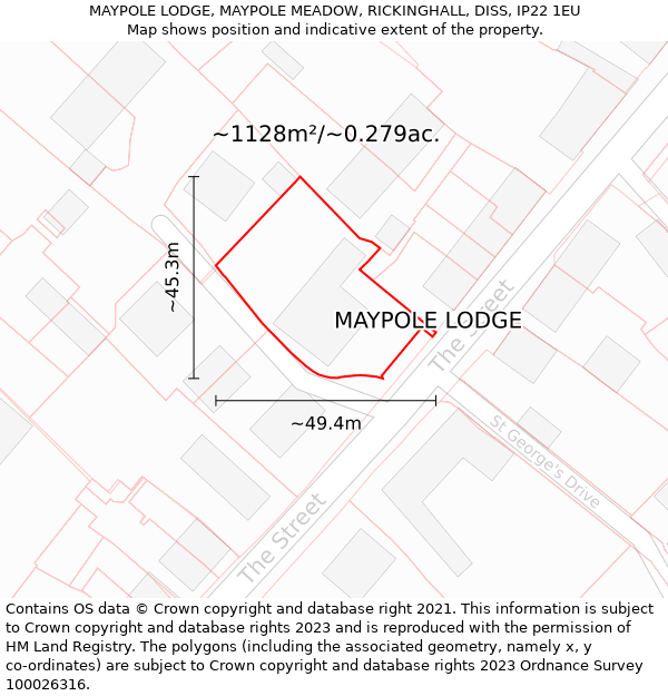 MAYPOLE LODGE, MAYPOLE MEADOW, RICKINGHALL, DISS, IP22 1EU: Plot and title map