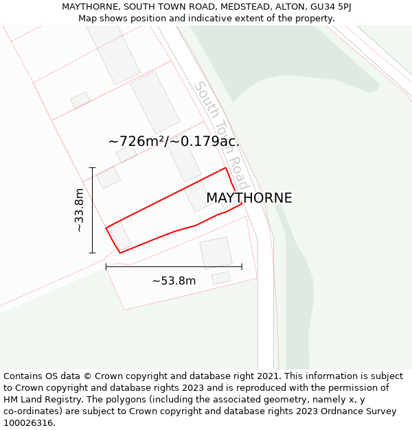 MAYTHORNE, SOUTH TOWN ROAD, MEDSTEAD, ALTON, GU34 5PJ: Plot and title map