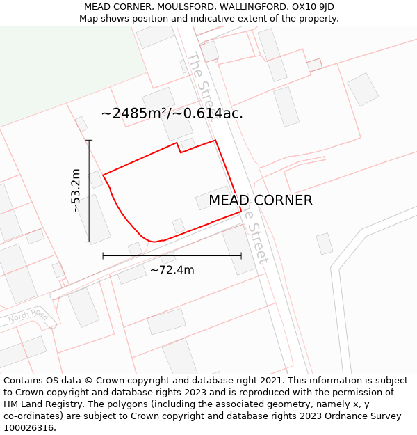 MEAD CORNER, MOULSFORD, WALLINGFORD, OX10 9JD: Plot and title map