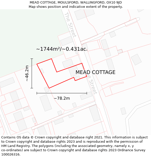 MEAD COTTAGE, MOULSFORD, WALLINGFORD, OX10 9JD: Plot and title map