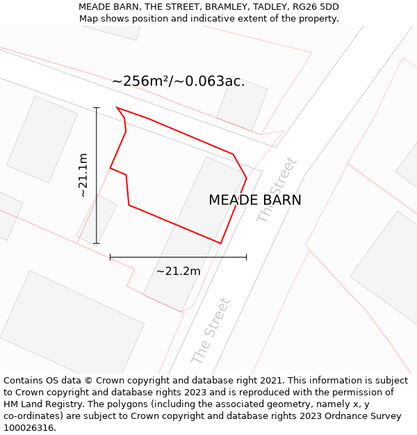 MEADE BARN, THE STREET, BRAMLEY, TADLEY, RG26 5DD: Plot and title map