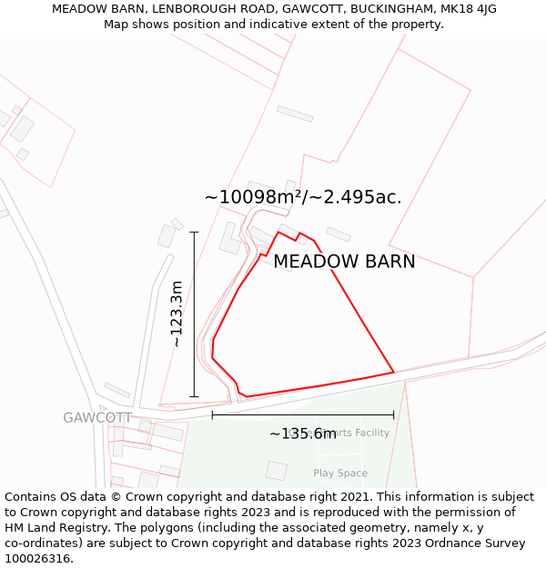 MEADOW BARN, LENBOROUGH ROAD, GAWCOTT, BUCKINGHAM, MK18 4JG: Plot and title map