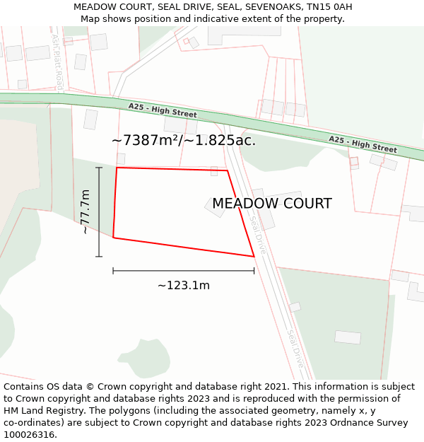 MEADOW COURT, SEAL DRIVE, SEAL, SEVENOAKS, TN15 0AH: Plot and title map