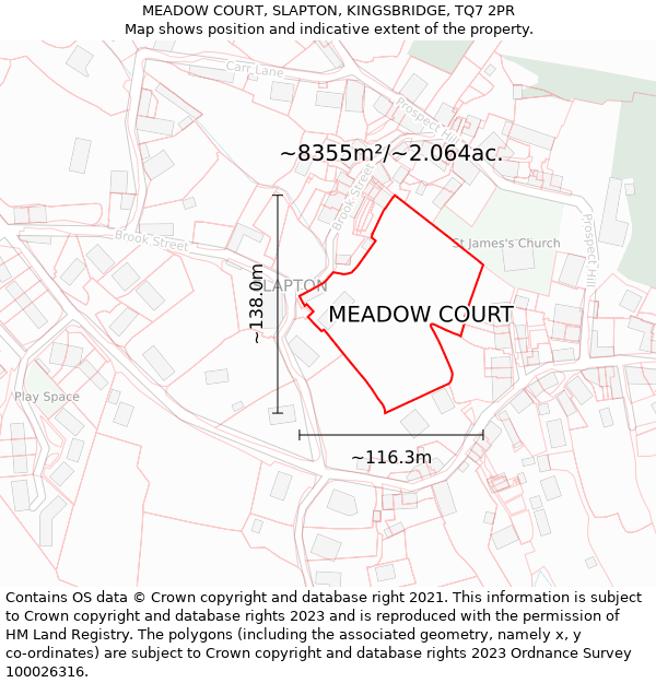 MEADOW COURT, SLAPTON, KINGSBRIDGE, TQ7 2PR: Plot and title map