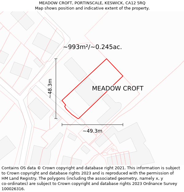 MEADOW CROFT, PORTINSCALE, KESWICK, CA12 5RQ: Plot and title map