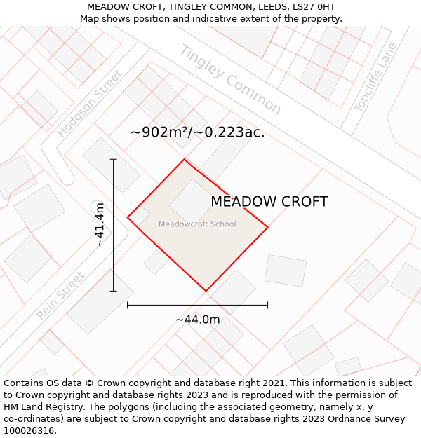 MEADOW CROFT, TINGLEY COMMON, LEEDS, LS27 0HT: Plot and title map