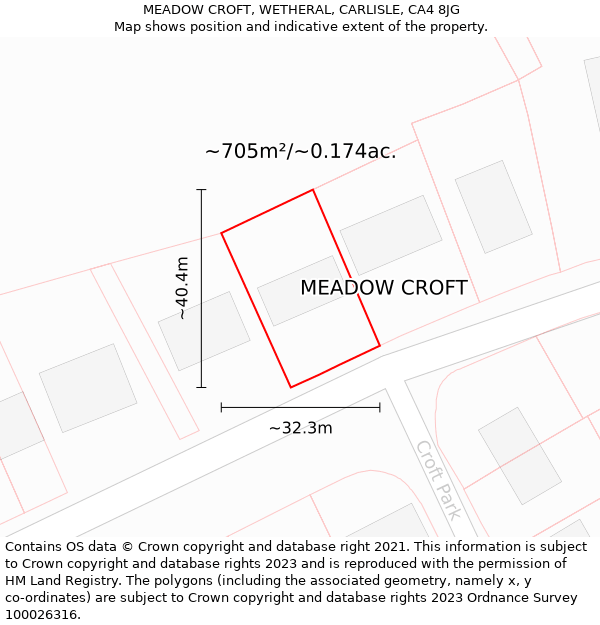 MEADOW CROFT, WETHERAL, CARLISLE, CA4 8JG: Plot and title map