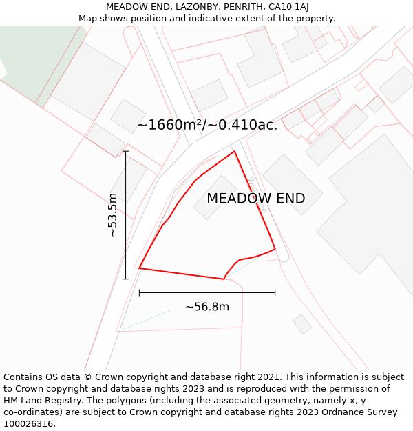 MEADOW END, LAZONBY, PENRITH, CA10 1AJ: Plot and title map