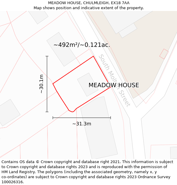 MEADOW HOUSE, CHULMLEIGH, EX18 7AA: Plot and title map