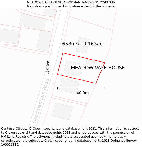 MEADOW VALE HOUSE, GOODMANHAM, YORK, YO43 3HX: Plot and title map