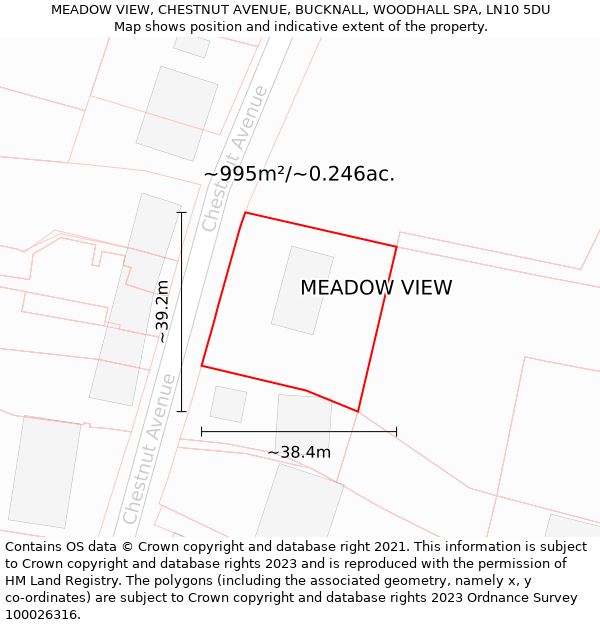 MEADOW VIEW, CHESTNUT AVENUE, BUCKNALL, WOODHALL SPA, LN10 5DU: Plot and title map