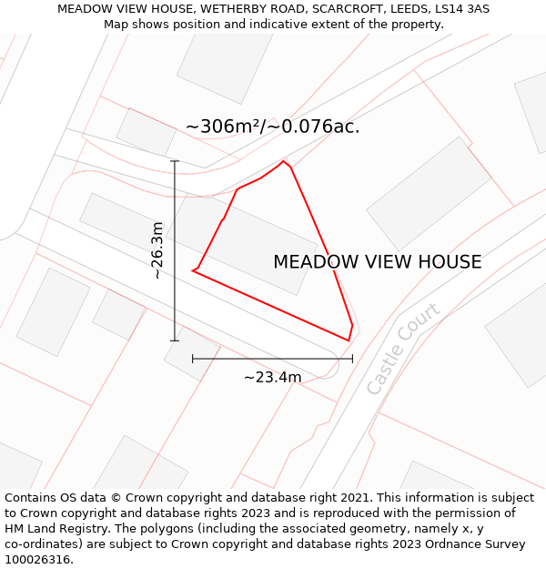 MEADOW VIEW HOUSE, WETHERBY ROAD, SCARCROFT, LEEDS, LS14 3AS: Plot and title map
