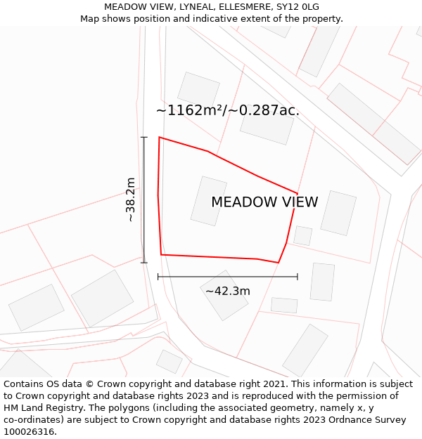 MEADOW VIEW, LYNEAL, ELLESMERE, SY12 0LG: Plot and title map