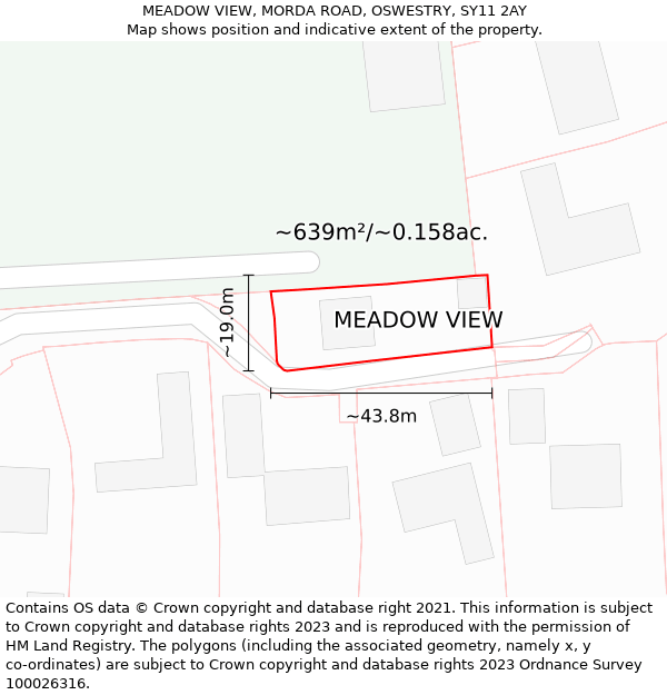 MEADOW VIEW, MORDA ROAD, OSWESTRY, SY11 2AY: Plot and title map