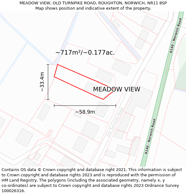 MEADOW VIEW, OLD TURNPIKE ROAD, ROUGHTON, NORWICH, NR11 8SP: Plot and title map