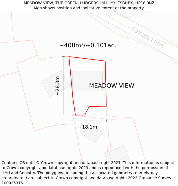 MEADOW VIEW, THE GREEN, LUDGERSHALL, AYLESBURY, HP18 9NZ: Plot and title map