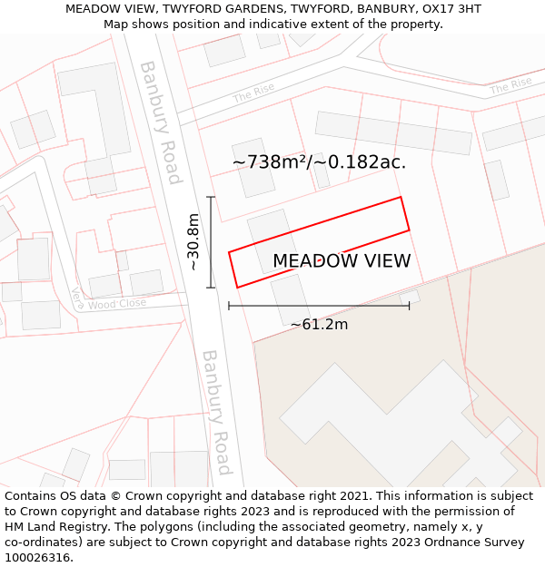 MEADOW VIEW, TWYFORD GARDENS, TWYFORD, BANBURY, OX17 3HT: Plot and title map