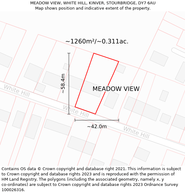 MEADOW VIEW, WHITE HILL, KINVER, STOURBRIDGE, DY7 6AU: Plot and title map